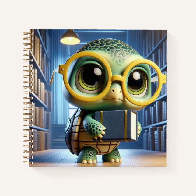 Cuaderno Turtle in Glasses in Library, by Natasha Us   (Anverso)
