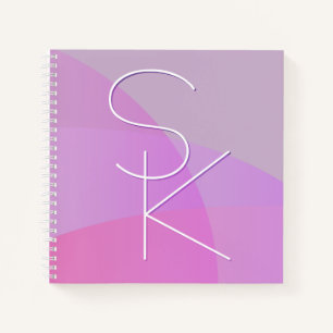 Cuaderno Tus iniciales superpuestas Geométrico rosa moder
