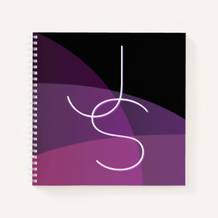 Cuaderno Tus iniciales superpuestas Moderno púrpura y ros