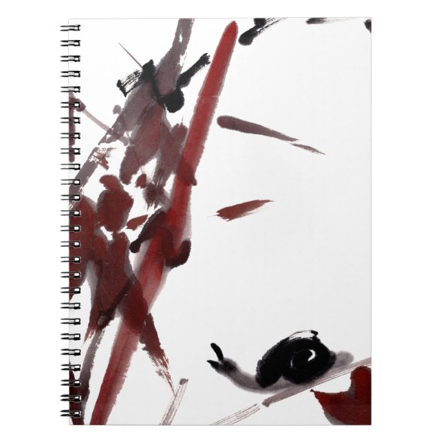 Cuaderno Tuschekunst mit Schnecke und Rotem Bambus (Frente)