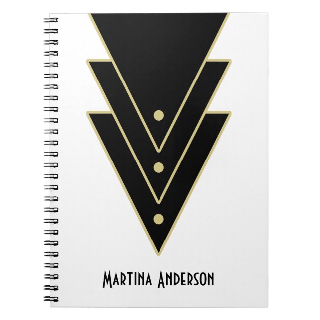 Cuaderno Tuxedo Art Deco moderno personalizado (Frente)