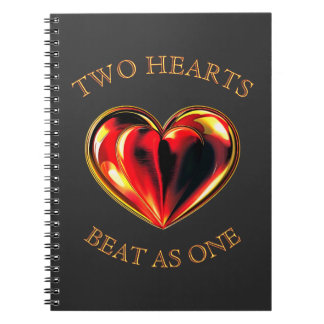 Cuaderno Two Hearts Beat As One Soulmate Valentine Black