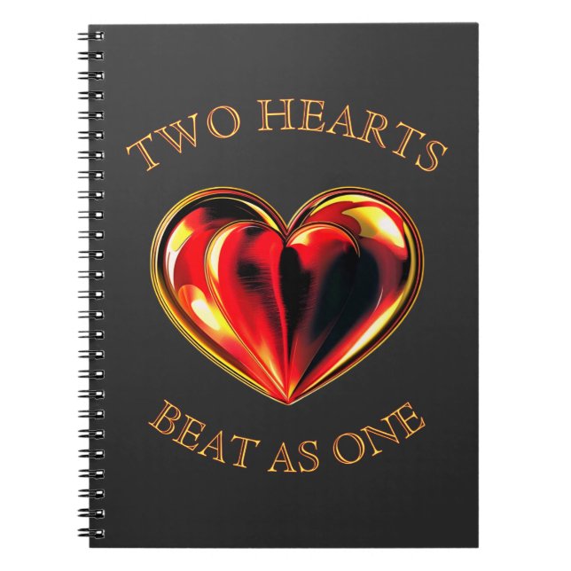 Cuaderno Two Hearts Beat As One Soulmate Valentine Black (Frente)