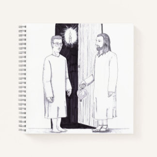 Cuaderno Two Men Standing Outside a Doorway of a Dark Room
