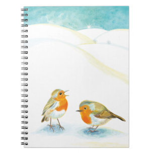 Cuaderno Two Robin redbreasts in Winter