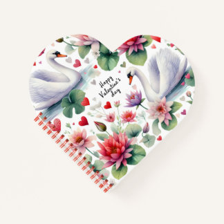 Cuaderno Two swans for valentine's day