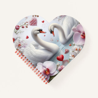 Cuaderno Two swans for valentine's day