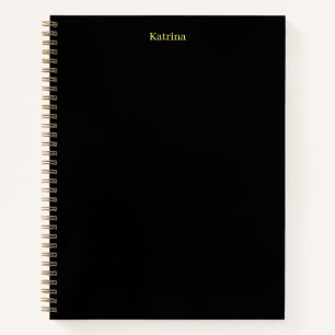 Cuaderno Typografía simple nombre personalizado amarillo n