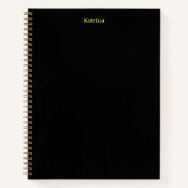 Cuaderno Typografía simple nombre personalizado amarillo ne