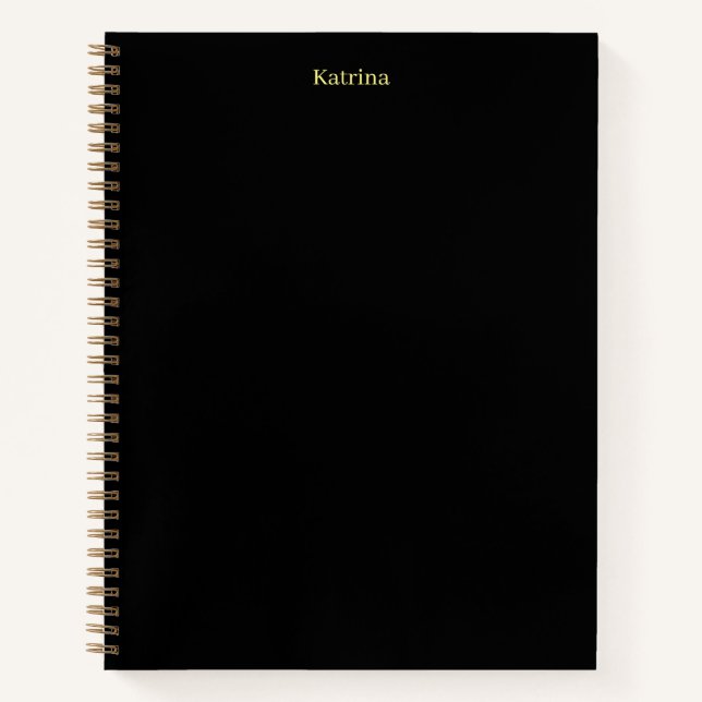 Cuaderno Typografía simple nombre personalizado amarillo ne (Anverso)