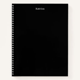 Cuaderno Typografía simple Nombre personalizado Blanco negr