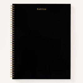 Cuaderno Typografía simple nombre personalizado oro negro