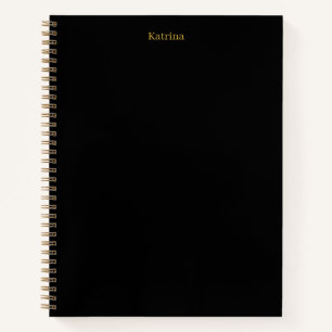 Cuaderno Typografía simple nombre personalizado oro negro