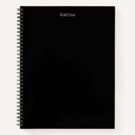 Cuaderno Typografía simple Nombre personalizado rosa negro
