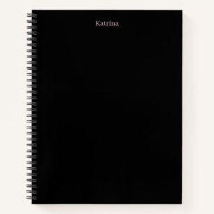 Cuaderno Typografía simple Nombre personalizado rosa negro