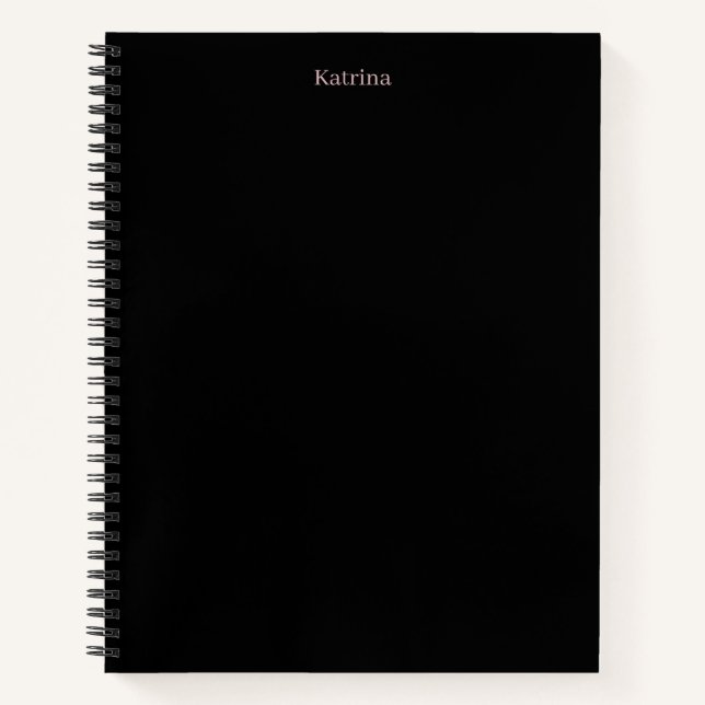 Cuaderno Typografía simple Nombre personalizado rosa negro (Anverso)