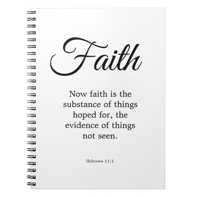 Cuaderno Typography Black & White Faith is the substance (Frente)