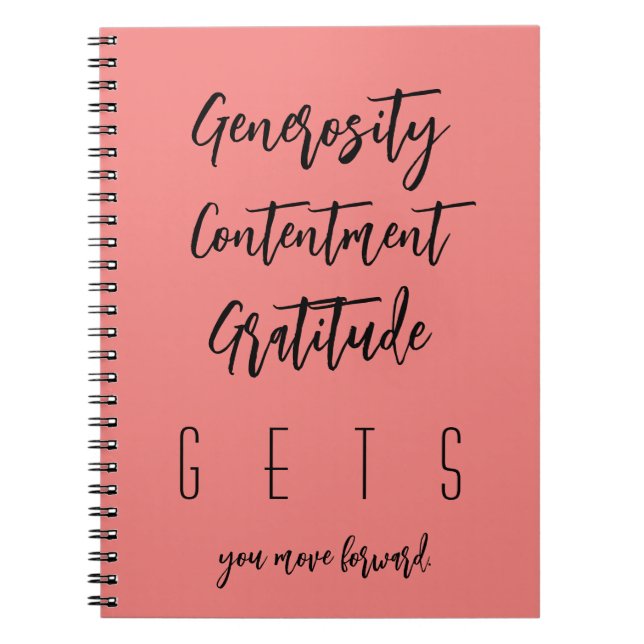 Cuaderno Typography ● Generosity Contentment Gratitude ●   (Frente)