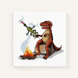 Cuaderno Tyrannosaurus Rex Cocina Sobre Una Fogata.