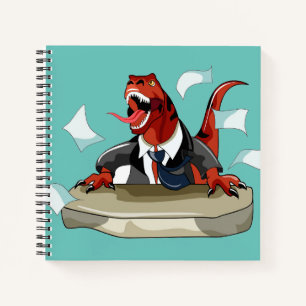 Cuaderno Tyrannosaurus Rex Jefe Sentado En Un Escritorio.