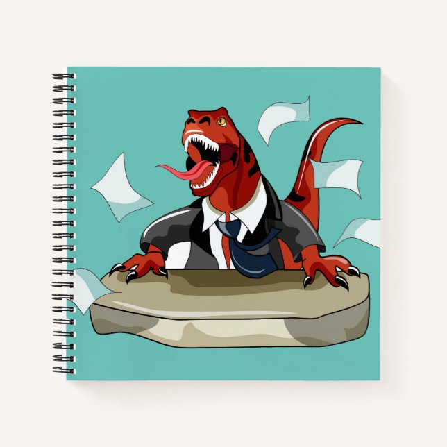 Cuaderno Tyrannosaurus Rex Jefe Sentado En Un Escritorio. (Anverso)