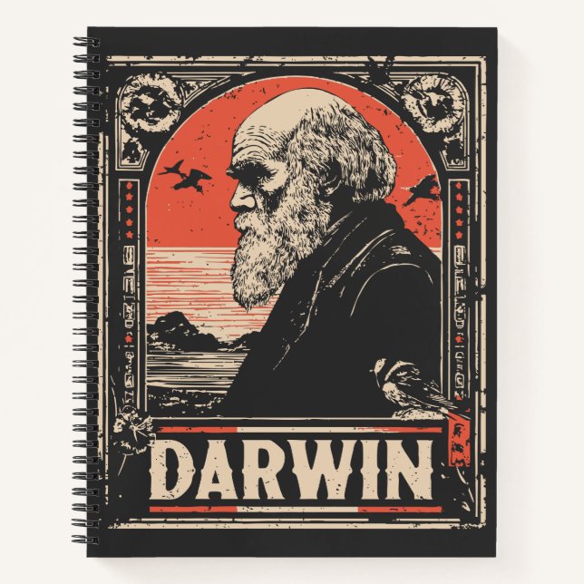 Cuaderno Ukiyo-e Darwin | Retrato de teoría de la evolución (Anverso)