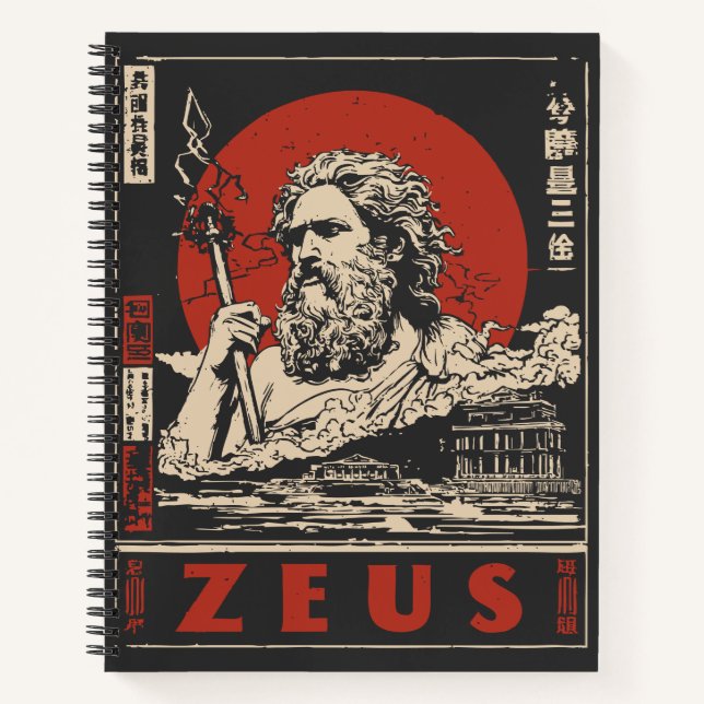 Cuaderno Ukiyo-e Zeus Thunder | Arte mithológico griego (Anverso)