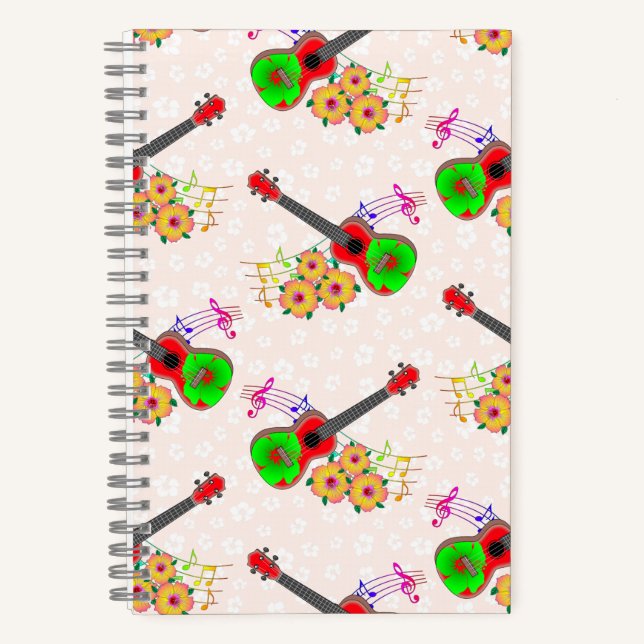 Cuaderno Ukulele hawaiano Hibiscus floral (Anverso)