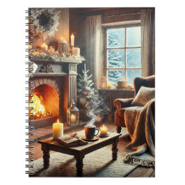 Cuaderno Un acogedor escenario invernal junto a la chimenea