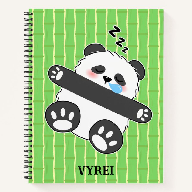 Cuaderno Un adorable bebé panda durmiendo pacíficamente (Anverso)