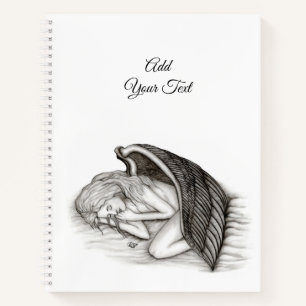Cuaderno Un ángel dormido, diseño blanco y negro