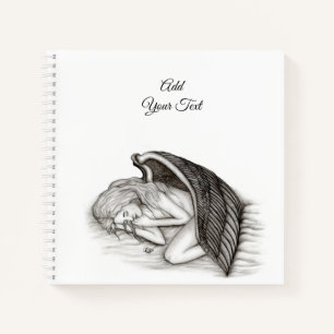 Cuaderno Un ángel dormido, diseño blanco y negro