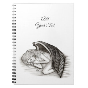 Cuaderno Un ángel dormido, diseño blanco y negro