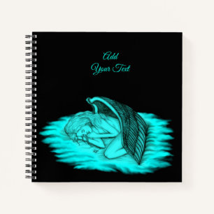 Cuaderno Un ángel durmiente, un diseño negro y verde
