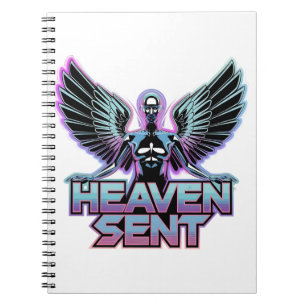 Cuaderno Un ángel metálico brillante con alas, diseño Y2K