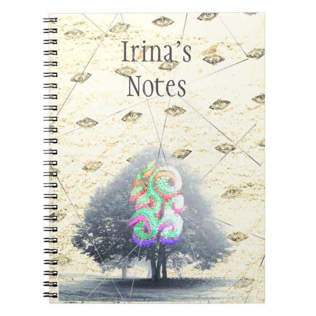 Cuaderno Un árbol en niebla con ojos en el fondo (Frente)