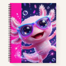 Cuaderno Un axolotl rosa lindo con ojos brillantes