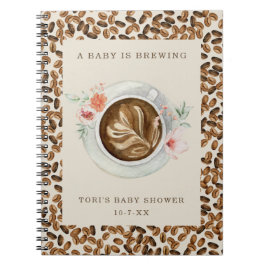 Cuaderno Un bebé está preparando Baby Shower de café con fl