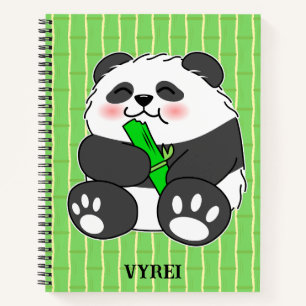 Cuaderno Un bebé lindo Panda comiendo una caminata de bambú