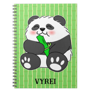 Cuaderno Un bebé lindo Panda comiendo una caminata de bambú