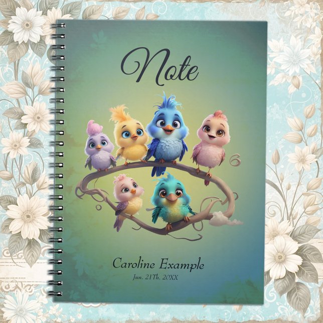 Cuaderno Un bonito desfile de pájaros personalizados en col (Subido por el creador)