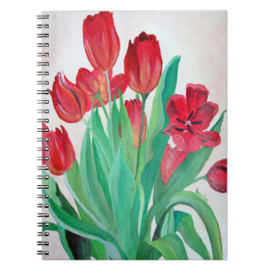 Cuaderno Un Bouquet de Tulipanes Rojos