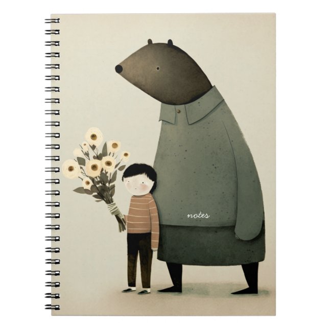 Cuaderno Un buen personalizado, oso de hadas y niño. Cumple (Frente)