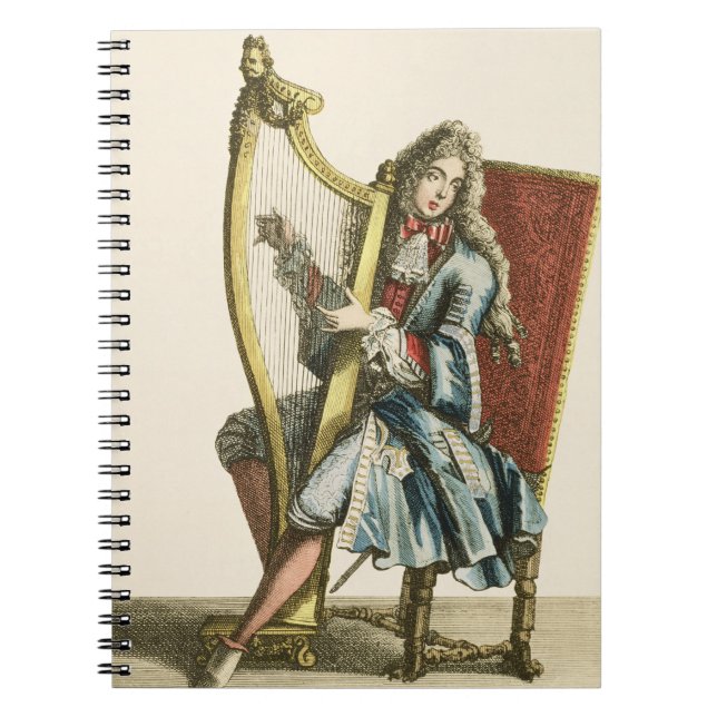 Cuaderno Un caballero que toca la arpa (grabado) (Frente)