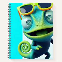 Cuaderno Un camaleón de dibujos animados vibrante con ojos 