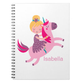 Cuaderno Un Chica amarillo morado monta en unicornio