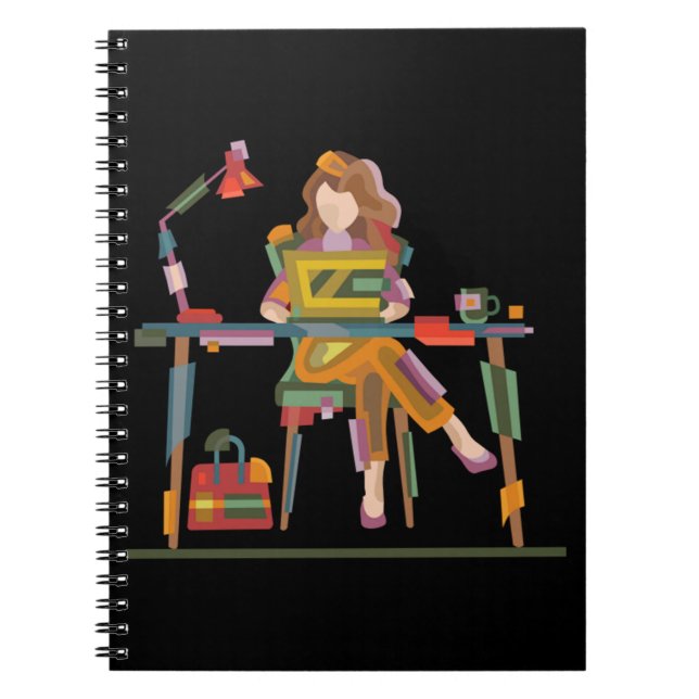 CUADERNO UN CHICA TRABAJANDO SINCERAMENTE EN EL PORTÁTIL 96 (Frente)