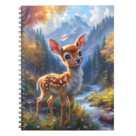Cuaderno Un ciervo bebé adorable en un bosque encantado