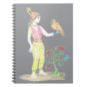 Cuaderno Un dibujo a lápiz de colores de una mujer