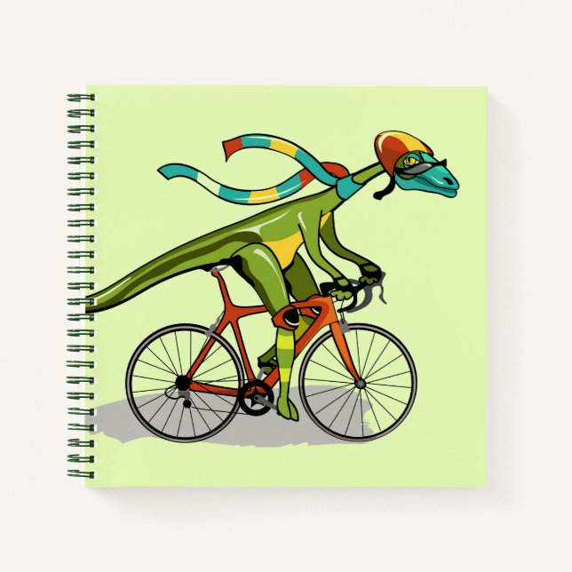 Cuaderno Un Dinosaurio De Anabisetia Montando En Bicicleta. (Anverso)